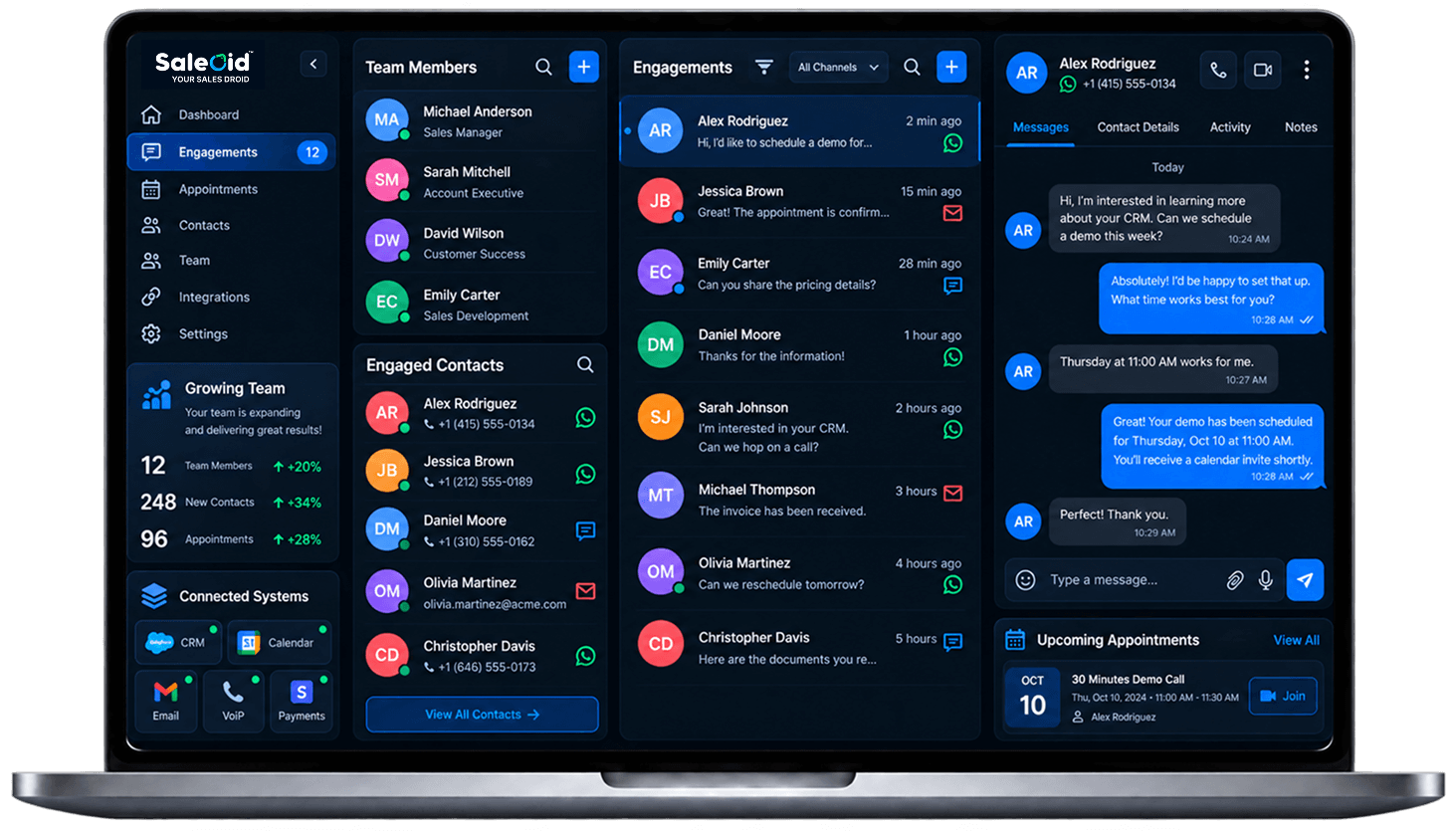 Saleoid CRM customer conversation history
