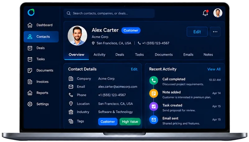 CRM Saleoid que conecta datos de contacto e historial del cliente