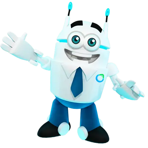 Saleoid connected CRM mascot showing integrated billing, automation, and follow-up workflows