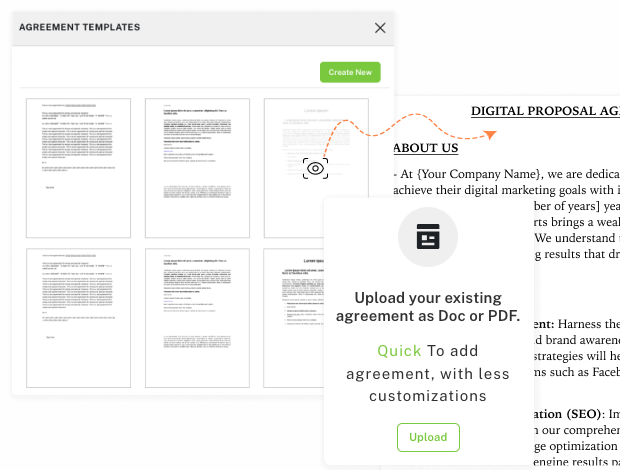 craft or upload your agreement templates