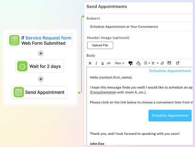 automated appointment invitations based on criteria