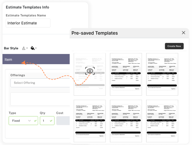 effortless estimate creation with customizable templates