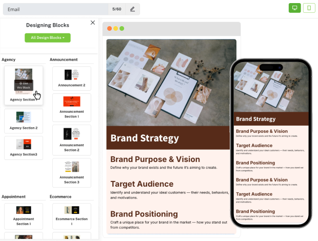 prebuilt collection of email design blocks