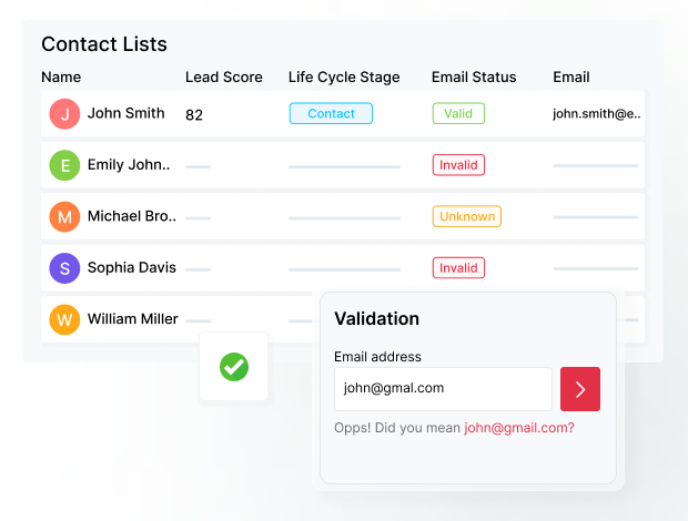 grow your contact list by verifying emails