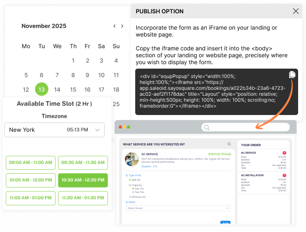 integrate booking wizards into your website