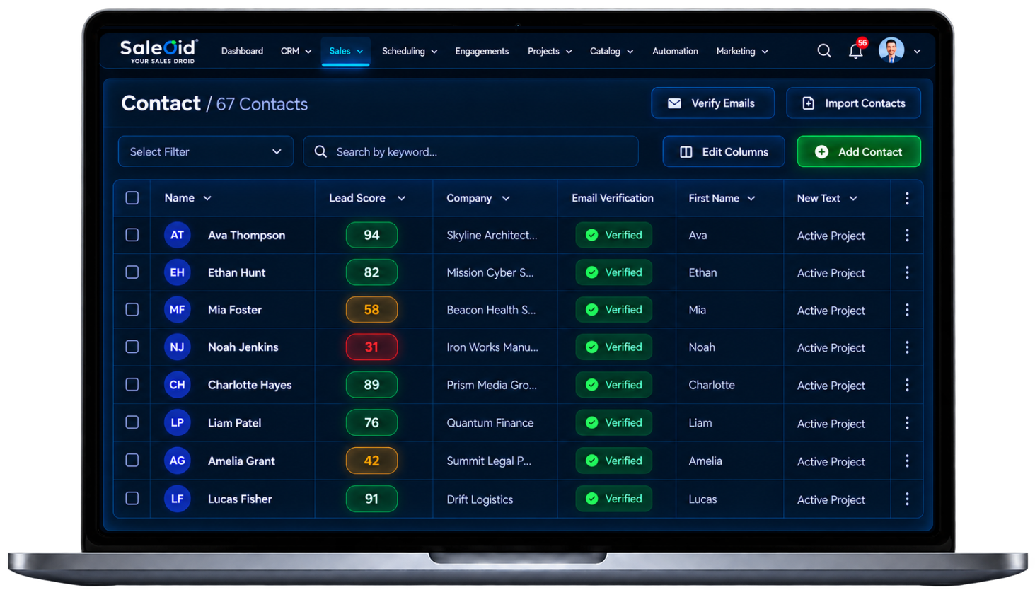 Startup CRM sales pipeline for tracking opportunities in Saleoid