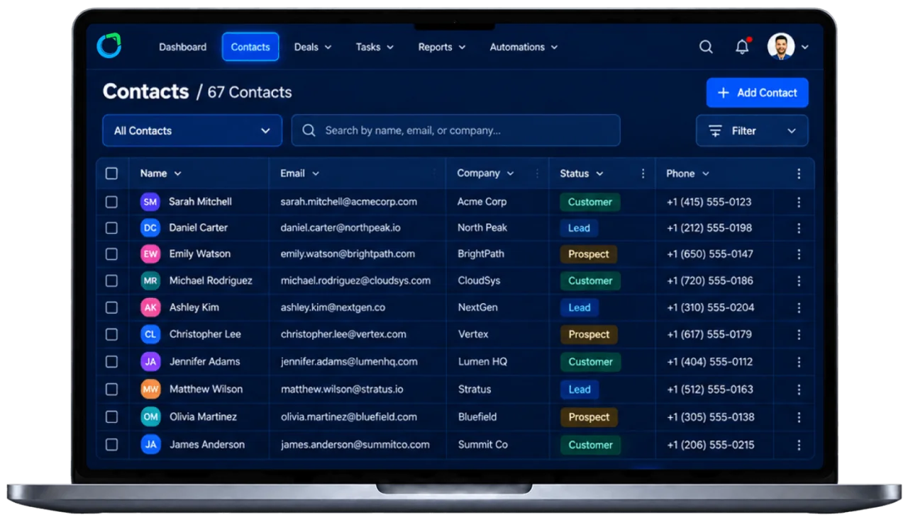 Software CRM simples da Saleoid