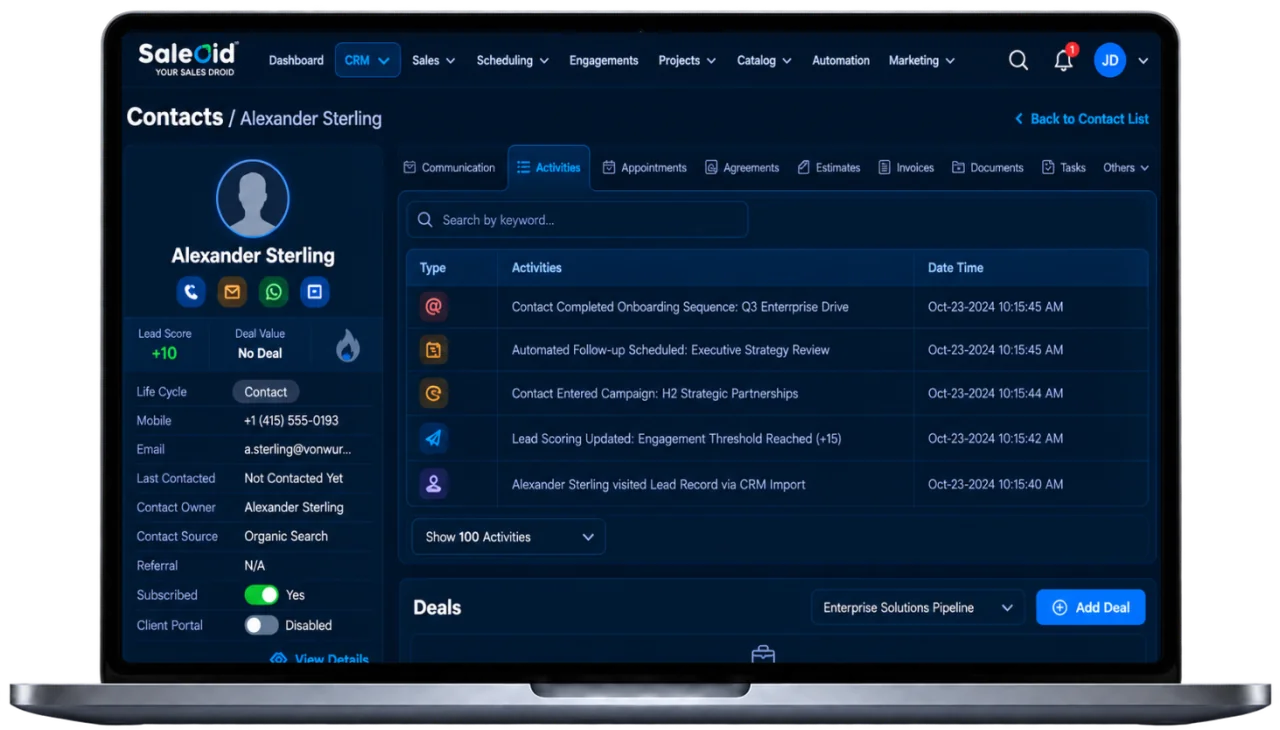 Saleoid small business CRM customer record