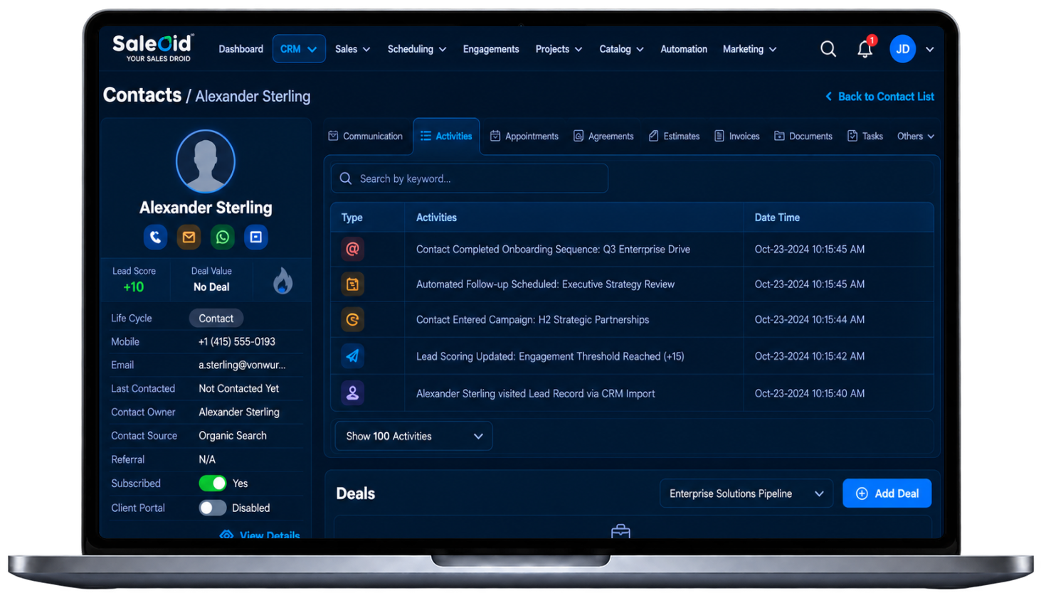Saleoid small business CRM customer record