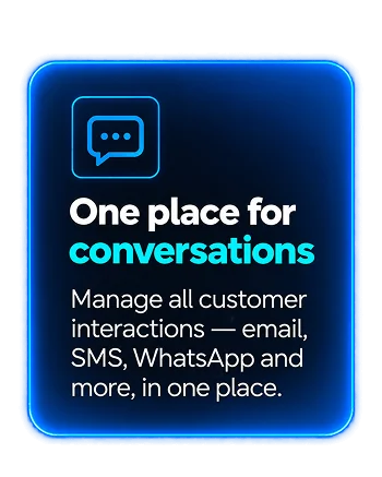Customer messages from email, SMS and WhatsApp in Saleoid