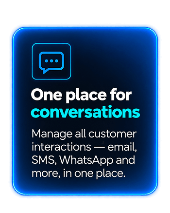 Customer messages from email, SMS and WhatsApp in Saleoid